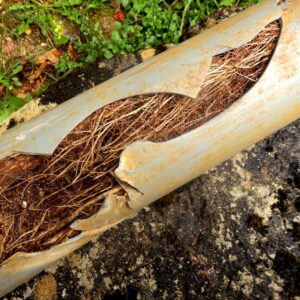 tree roots filling a pipe