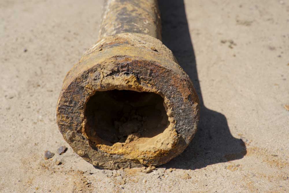 Corroded sewer pipe lines